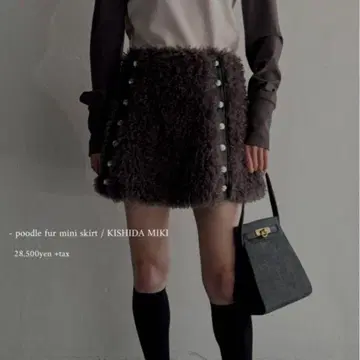 KISHIDA MIKI 푸들 퍼 미니 스커트