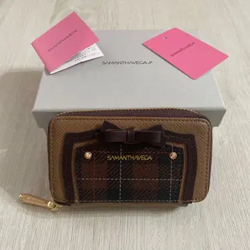 미사용 새상품 박스 포함 SAMANTHAVEG 체크 솔리드 리본 키케이스