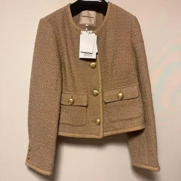 노카라 베이지 트위드 자켓