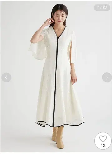 CELFORD 타일 레이스 파이핑 원피스