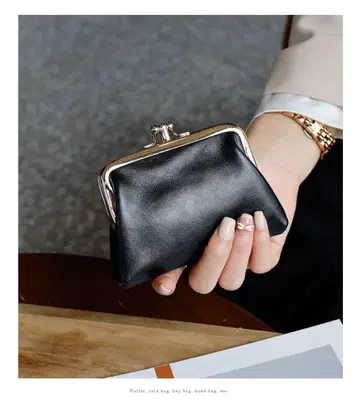 새상품 천연 가죽 블랙 가마구치 지갑 미니 지갑