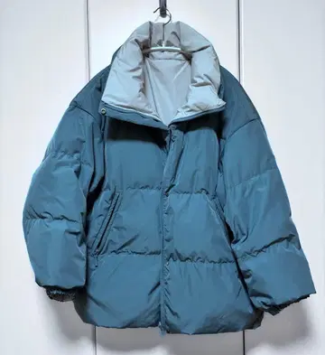 오버 사이즈 다운 자켓 soup 리버서블 탁한 블루