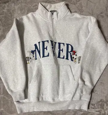 FORGETNEVER 자수 하프 지퍼 맨투맨 그레이