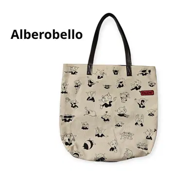 알베로베로 돼지 라인 스탬프 프린트 토트백