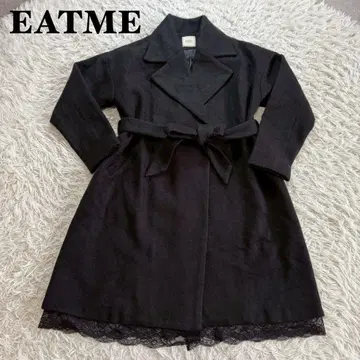[ 새상품급 ] EATME 블랙 롱 코트 레이스 밑단 포함