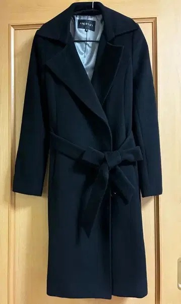 블랙 더블 브레스트 롱 코트