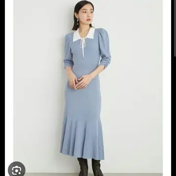 LILY BROWN 컬러 리브 니트 원피스