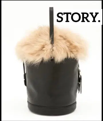 STORY 리얼 퍼 천연 가죽 버킷 숄더 백