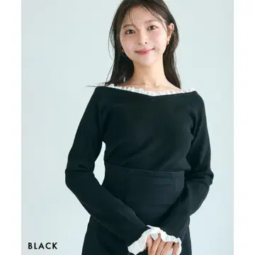 베이스먼트 프릴 도킹 니트 블랙