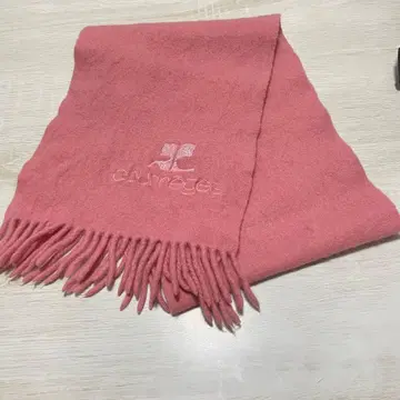 쿠레쥬*머플러*프린지 부착*자수 로고*F*핑크