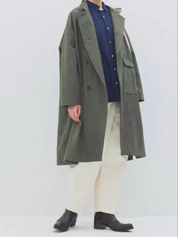 [ 새상품 LAITERIE ] 코튼 린넨 캔버스 코트 카키