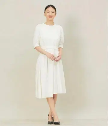 디자인 웍스 조젯 밑단 비대칭 원피스 퍼프 슬리브 중고