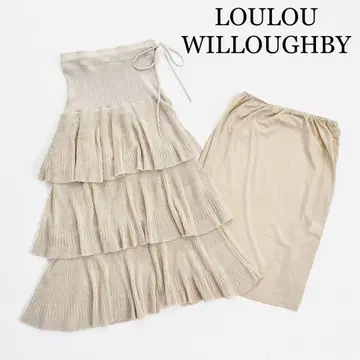 yH55 LOULOU WILLOUGHBY 라메 플리츠 캉캉 스커트