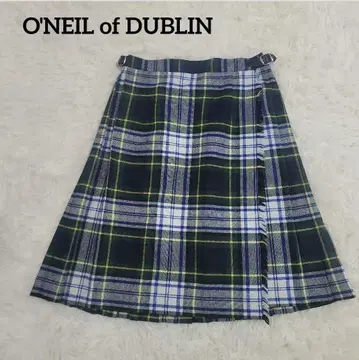 새상품급 오닐 오브 더블린 타탄 체크 울 플리츠 랩스커트