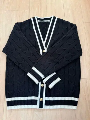 네이비 케이블 니트 가디건 M 사이즈