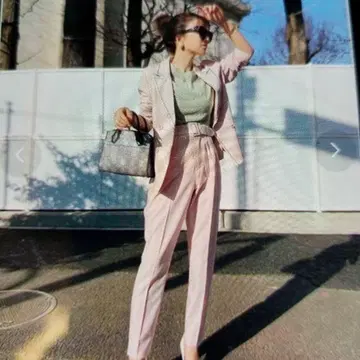 EIMY ISTOIRE 파이핑 더블 자켓 셋업 핑크