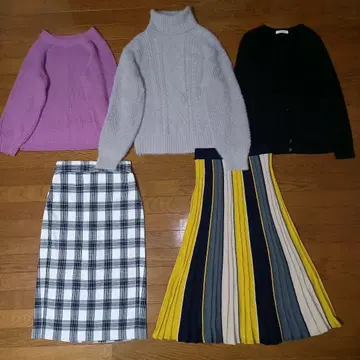니트, 가디건, 스커트 돌려입기 세트
