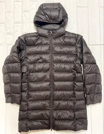 유니클로 후디 라이트 다운 롱 코트 블랙 M