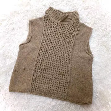 More Plata 슬리브리스 스웨터 (L) 모크넥 메쉬 편직