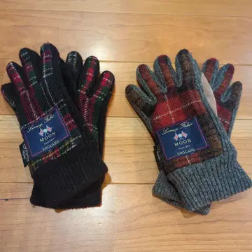MOON 울 체크 무늬 장갑 2세트