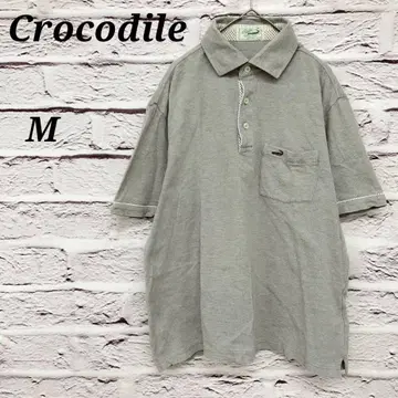 크로커다일 [ M ] 반팔 피케 셔츠 악어 자수 코튼 그레이