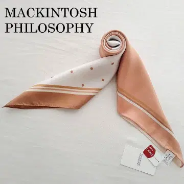 매킨토시 철학 스카프 중 실크 100% 베이지 계열 도트