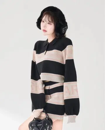 다리치 스노우 패턴 라메 니트 셋업 BLK 블랙