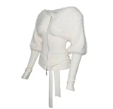 THEREDTHREAD S contrast zip knit 아이보리