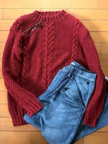 손뜨개질 니트 레드