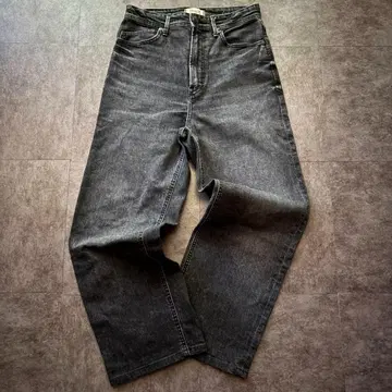 고품질 야누크 보이즈 스트레이트 블랙 데님 하이웨스트 스트레치 M