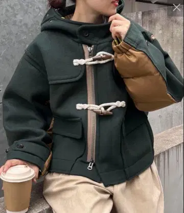 [ etsinta/에신타 ] 충전솜 멜톤 더플 코트 후드 부착