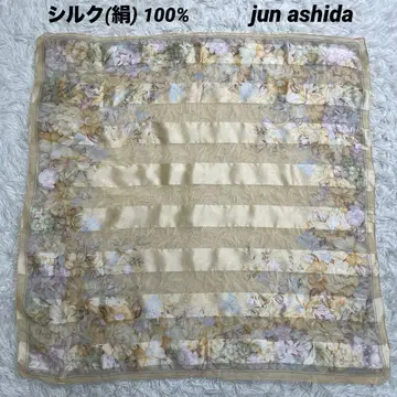 실크 100% 준 아시다 대형 실크 스카프 시어 꽃무늬 비침 문배트