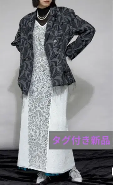 Ezick Lady mode flower 자카드 자켓 BLACK