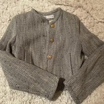 ZARA 헤링본 노카라 자켓