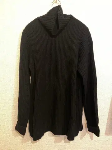 BEAMS LIGHTS 하이넥 블랙 리브 니트 M