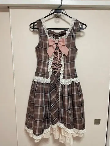 ALICE and the PIRATES 타탄 체크 패턴 오버롤 스커트