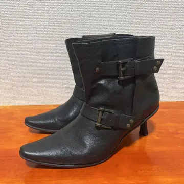 요시토 숏부츠 천연 가죽 블랙 22.5cm