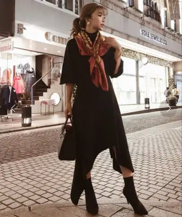 eimyistoire 비대칭 니트 롱 원피스