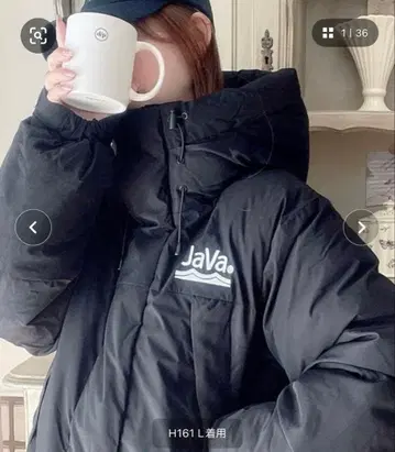 Java 울트라 웜 이종 소재 다운 미들 기장 오버 사이즈 자켓 M