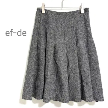 에프데 플레어 스커트 종아리 기장 A라인 라메 믹스 울 혼방 그레이