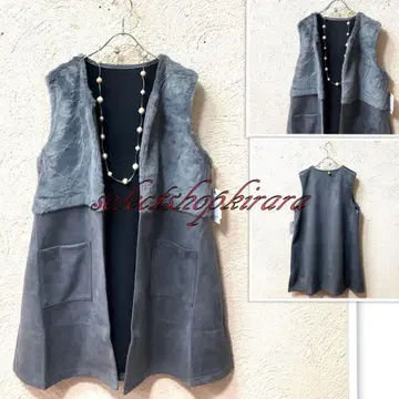 2025 신상 BRILLANTE 인조 모피 x 스웨이드 콤비 베스트 F