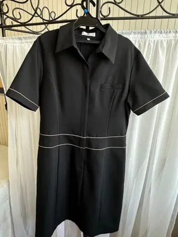 시로타 에스테틱 유니폼 블랙 셔츠 원피스 2L