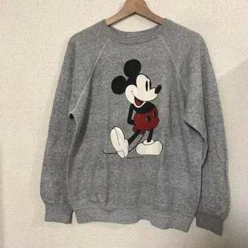 빈티지 미키마우스 프린트 맨투맨 L 그레이 구제 의류 80's