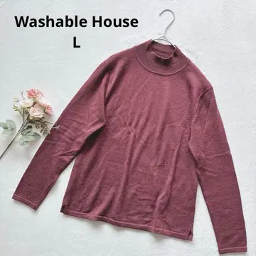 워셔블 하우스 버건디 터틀넥 니트 스웨터 울 L