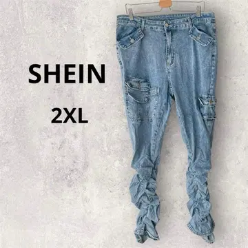 SHEIN [ 2XL ] 커브 루즈핏 데님 청바지 셔링 가공