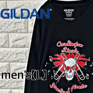 [ GILDAN 길단 해골 ] 긴팔T셔츠 롱T [ 남성용L ] 블랙 D8