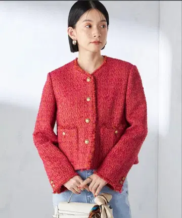 SHIPS: 트위드 노카라 자켓 새상품급