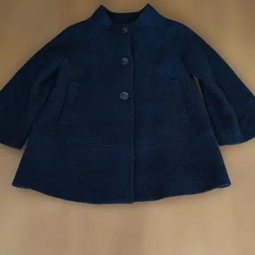 블랙 울 혼방 코트 버튼 포함