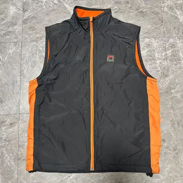 FILA 집업 베스트 다크 그레이/오렌지 리버서블 M