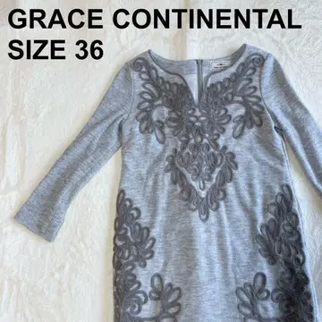 그레이스 콘티넨탈 자수 모헤어 원피스 긴팔 입체 무릎 기장 (266)